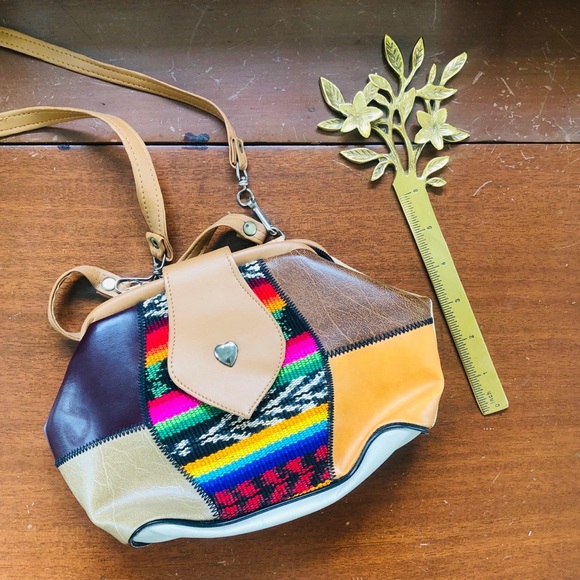 Boho Faux Leather handle crossbody bag - Picture 2 of 6